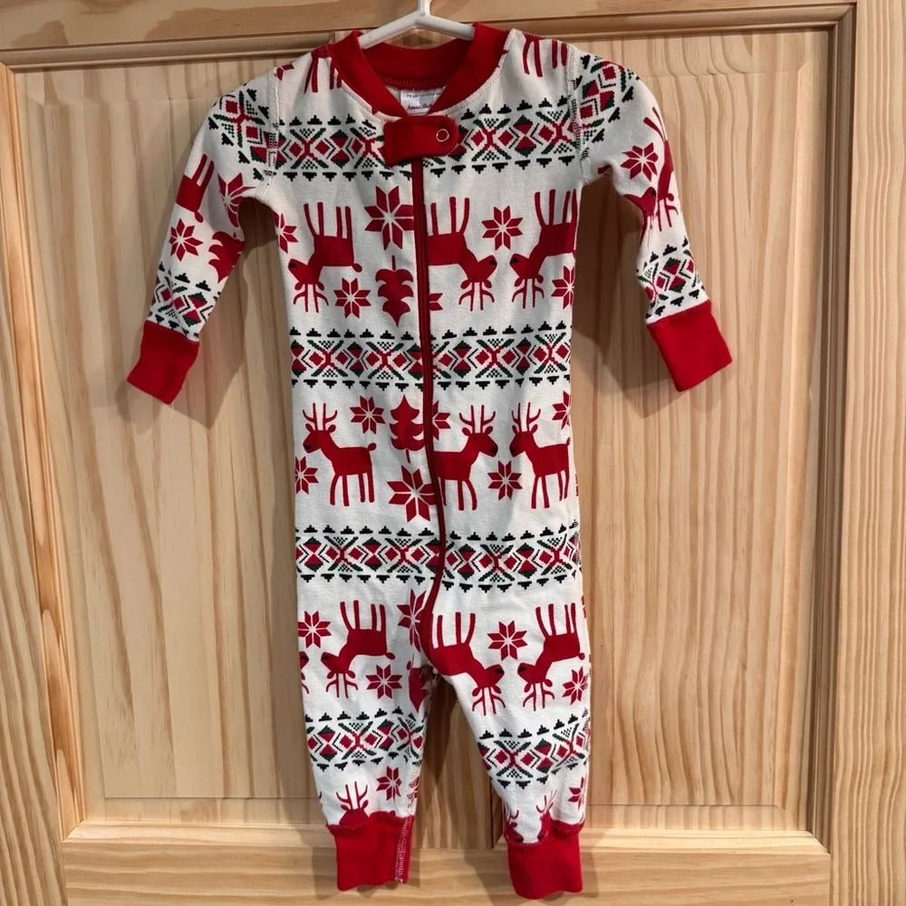 Hanna Andersson‎ Pajamas Nordic Christmas Holiday Organic Cotton Onesie 12-18 m